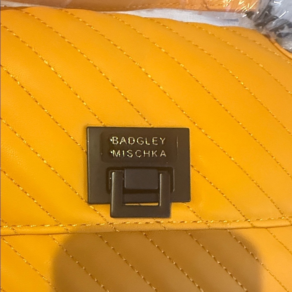 Badgley Mischka Mustard Quilted Crossbody Bag - Picture 3 of 9